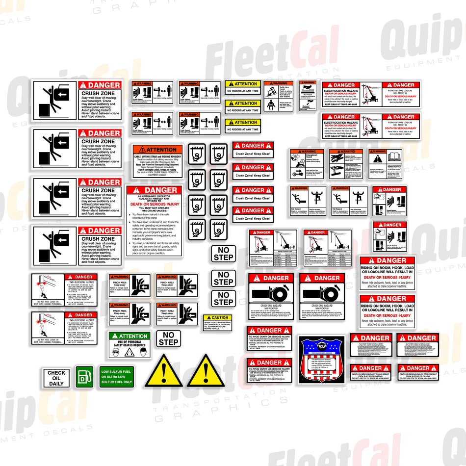 Terex Rough Terrain Crane Safety Decal Set