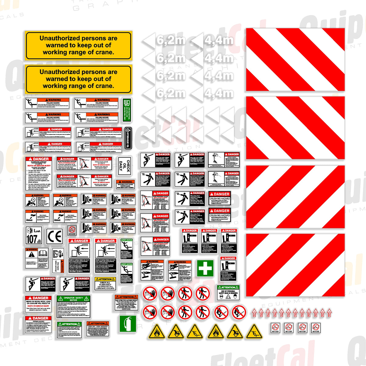 Warning Decals Telehandler Terex Truck Crane Safety Decal Set – Truck and Equipment Decals