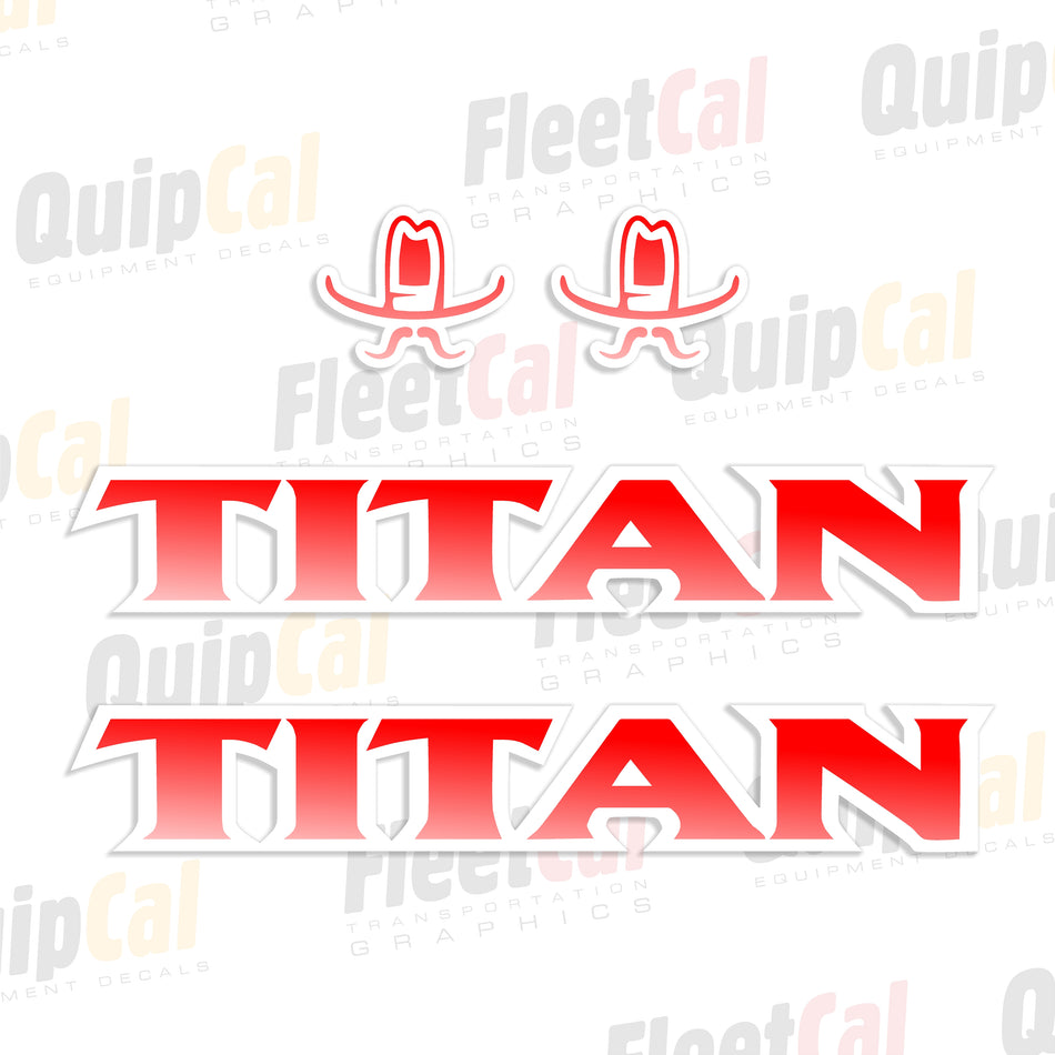 Titan Gooseneck Trailer Decals (Red Fade - 5.0 inch)