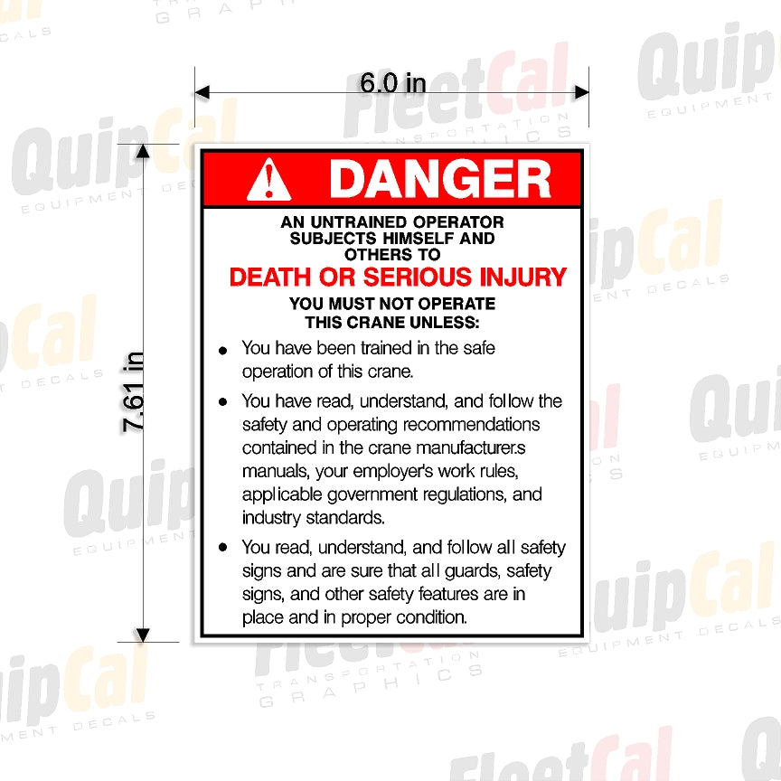Untrained Operator Hazard (QTY 10) – Truck and Equipment Decals