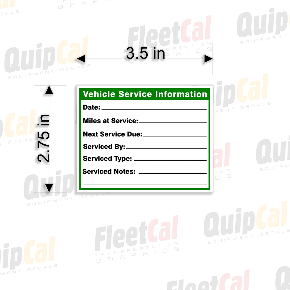 Service Information and Service Due Decal