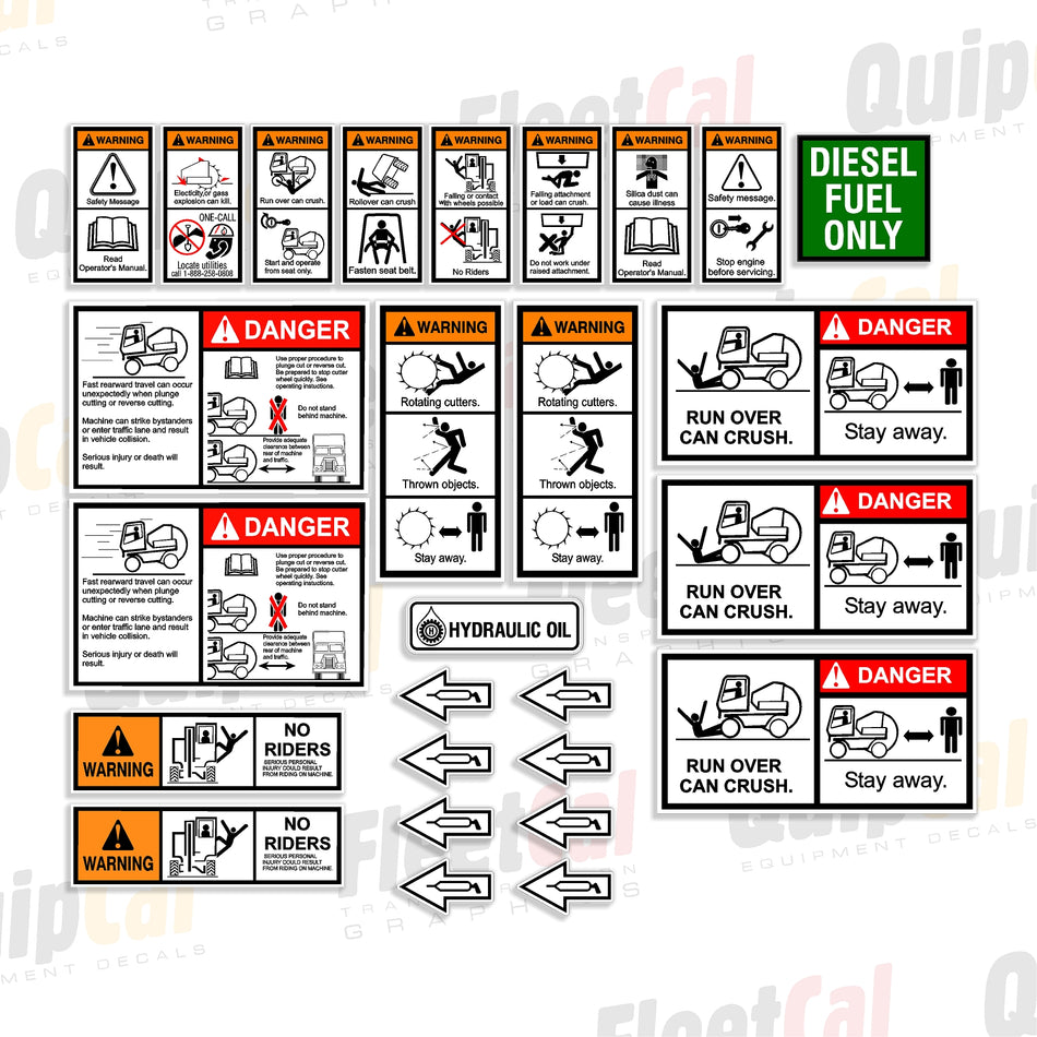 Vermeer Concrete Cutter Safety Decals