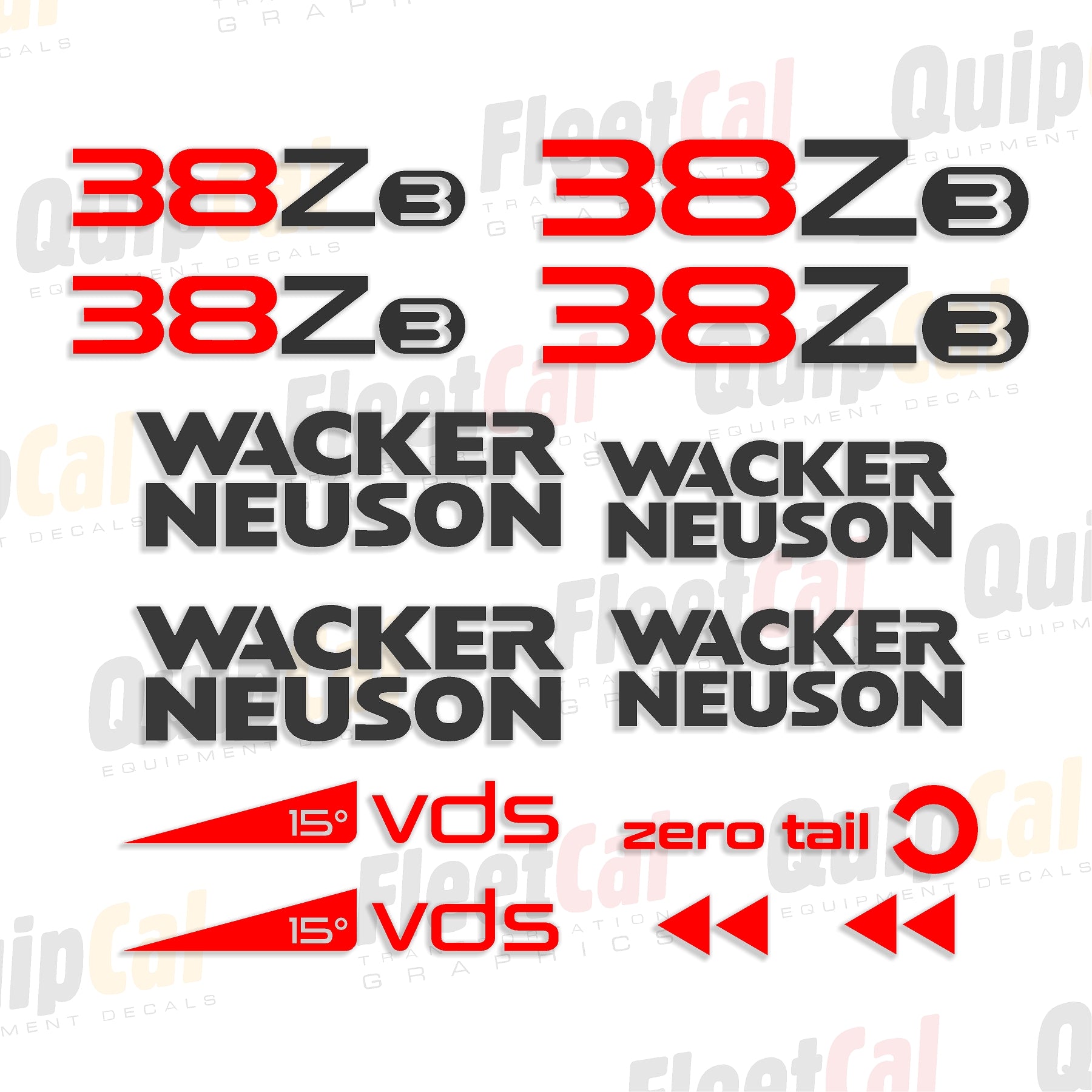 Wacker Neuson 38Z3 Excavator Marking Decal Set – Truck and Equipment Decals