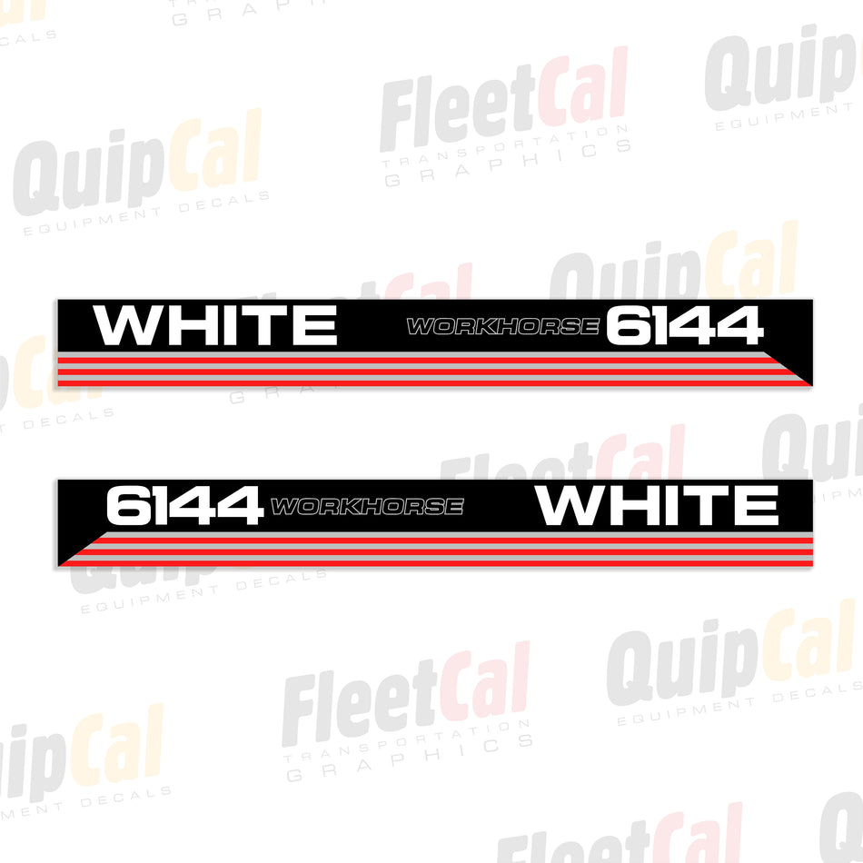 White 6144 Workhorse Tractor Hood Decal Set