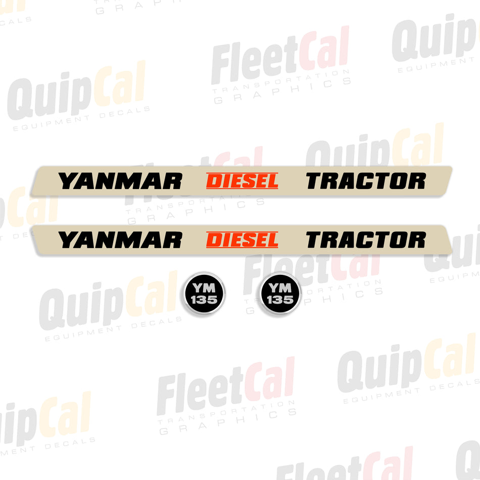 Yanmar YM135 Diesel Tractor Hood Decal Set